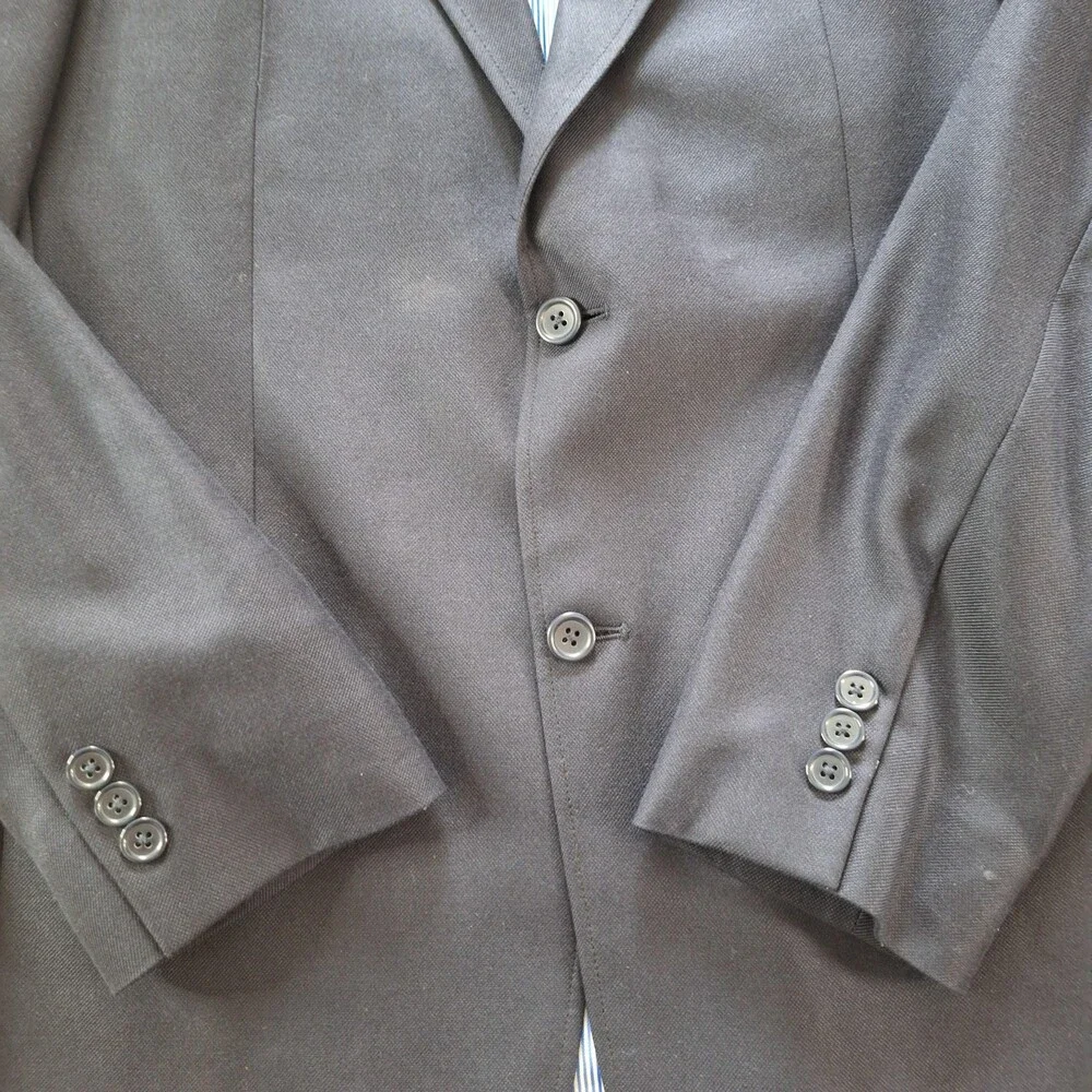 Tommy Hilfiger Blazer Mens 42 Navy Blue Wool Silk Blend Two Button Suit Jacket